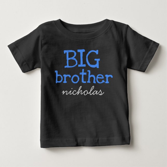 Personalisiert Name Blue Text BIG Brother hinzufüg Baby T-shirt (Vorderseite)