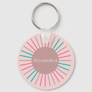 Personalisiert Name Boho Pastel Pink Schlüsselanhänger
