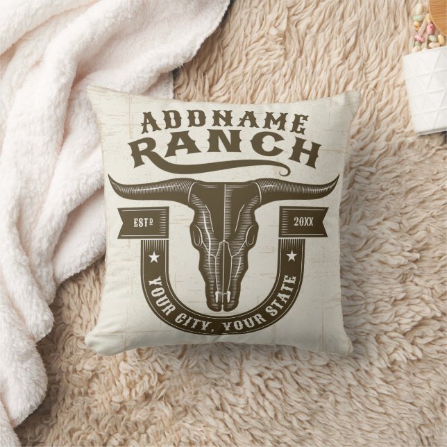 Personalisiert NAME Bull Steer Skull Western Ranch Kissen (Decke)