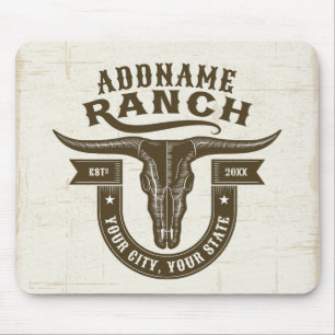 Personalisiert NAME Bull Steer Skull Western Ranch Mousepad