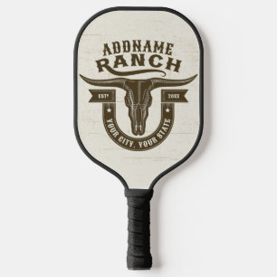 Personalisiert NAME Bull Steer Skull Western Ranch Pickleball Schläger