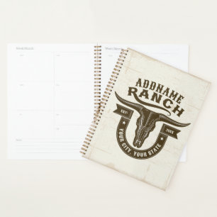 Personalisiert NAME Bull Steer Skull Western Ranch Planer