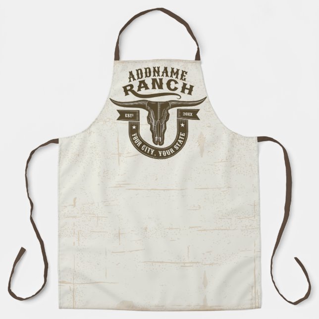 Personalisiert NAME Bull Steer Skull Western Ranch Schürze (Vorderseite)