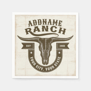 Personalisiert NAME Bull Steer Skull Western Ranch Serviette