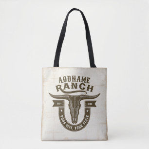 Personalisiert NAME Bull Steer Skull Western Ranch Tasche