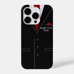 Personalisiert Name Business Black Anzug iPhone 14 Pro Hülle