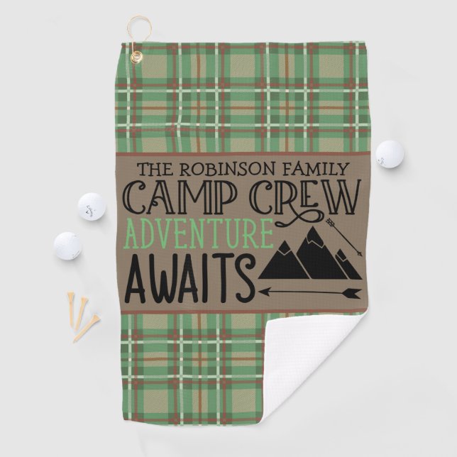Personalisiert NAME Camping Erlebnis Golfhandtuch (Insitu)