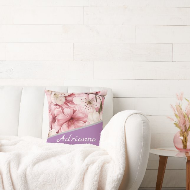 Personalisiert Name Chic Cherry Blossom Pink Kissen (Liege)