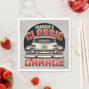 Personalisiert NAME Classic Car Garage Custom Shop Serviette