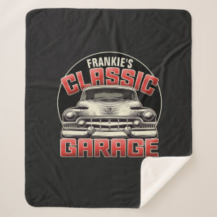 Personalisiert NAME Classic Car Garage Custom Shop Sherpadecke