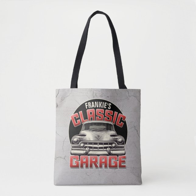 Personalisiert NAME Classic Car Garage Custom Shop Tasche (Vorderseite)