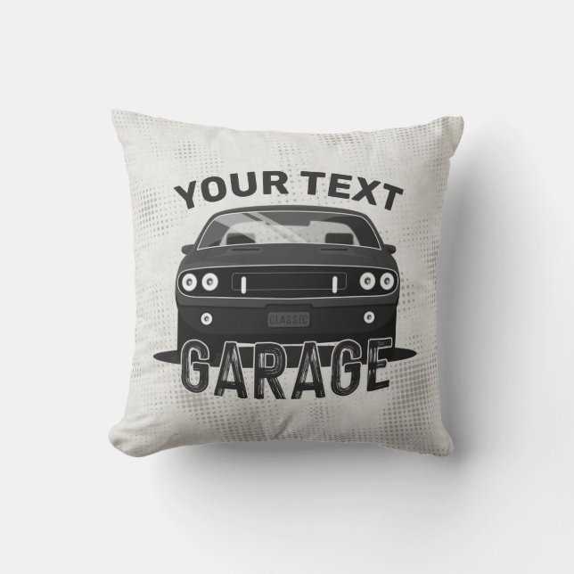 Personalisiert NAME Classic Muscle Garage Retro Kissen (Vorderseite)