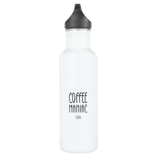 Personalisiert Name Coffee Maniac - Funny Edelstahlflasche (Rechts)