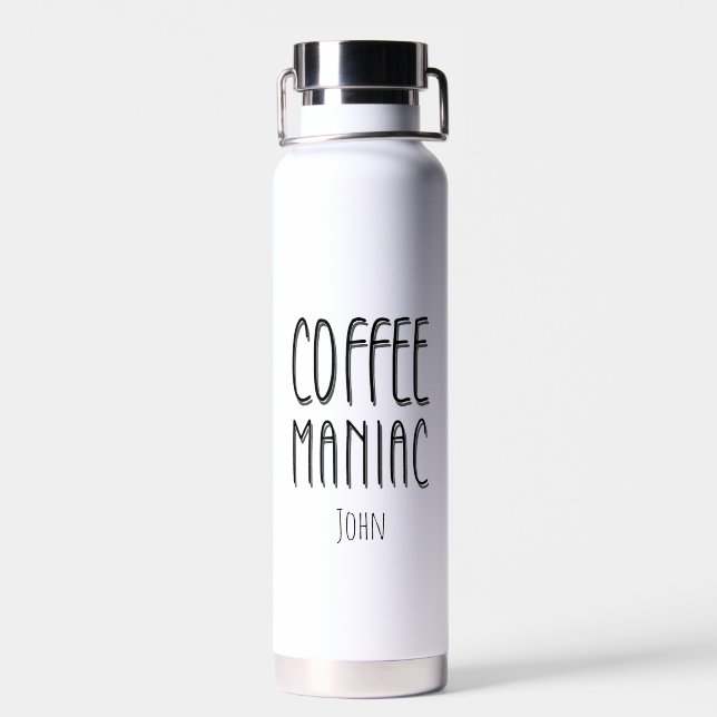 Personalisiert Name Coffee Maniac - Funny Trinkflasche (Rückseite)