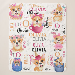 Personalisiert Name Collage Corgi Dog Muster Sherpadecke