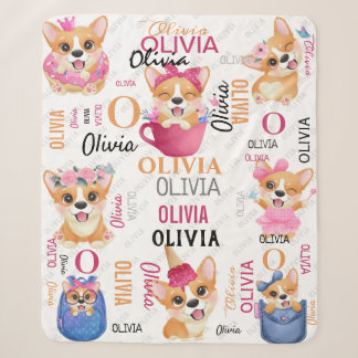 Personalisiert Name Collage Corgi Dog Muster Sherpadecke