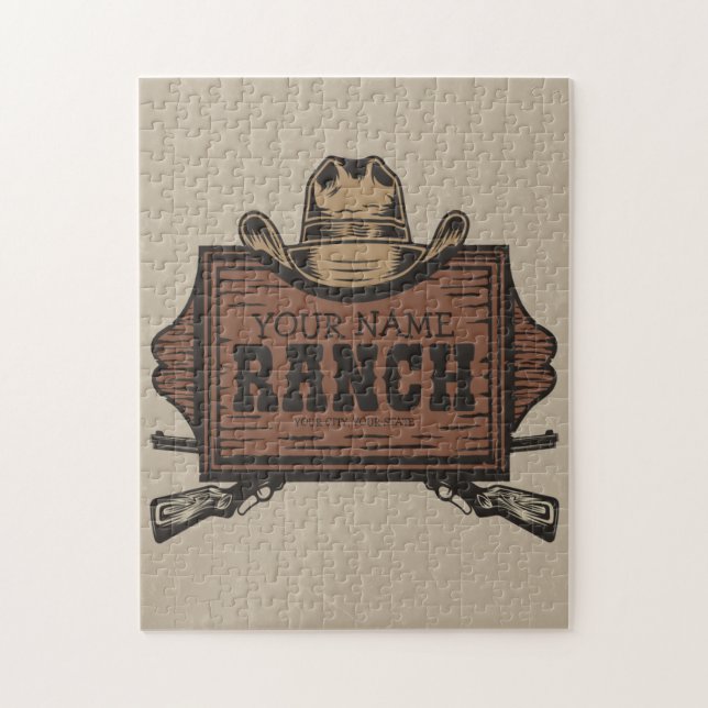 Personalisiert NAME Cowboy Guns Western Ranch Zeic (Vertikal)