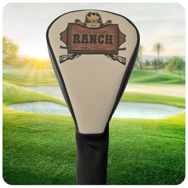 Personalisiert NAME Cowboy Guns Western Ranch Zeic Golf Headcover (Von Creator hochgeladen)