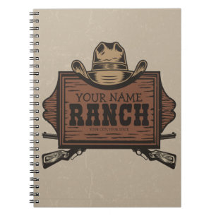 Personalisiert NAME Cowboy Guns Western Ranch Zeic Notizblock