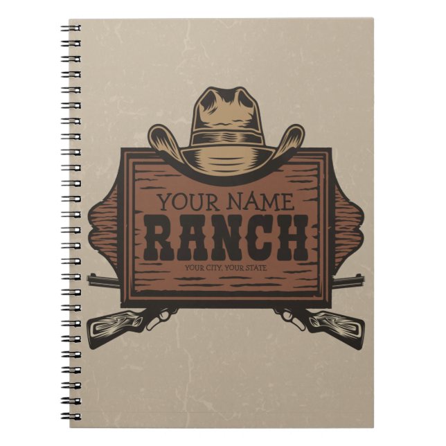 Personalisiert NAME Cowboy Guns Western Ranch Zeic Notizblock (Vorderseite)