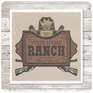 Personalisiert NAME Cowboy Guns Western Ranch Zeic Serviette