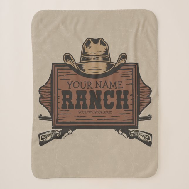 Personalisiert NAME Cowboy Guns Western Ranch Zeic Sherpadecke (Vorderseite)