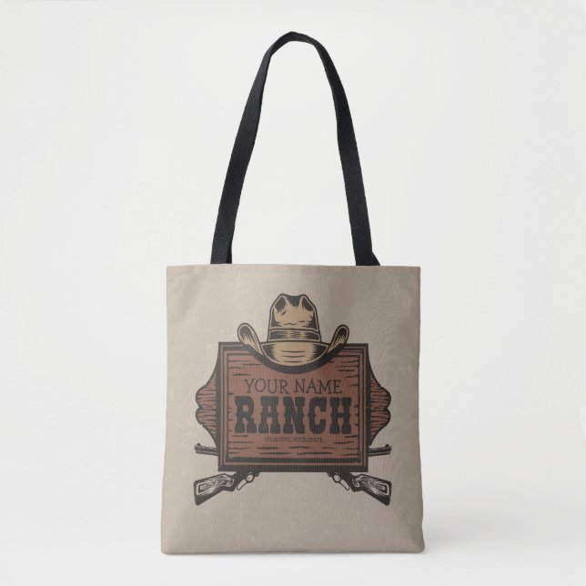 Personalisiert NAME Cowboy Guns Western Ranch Zeic Tasche (Vorderseite)