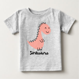Personalisiert Name Dinosaur Baby T - Shirt