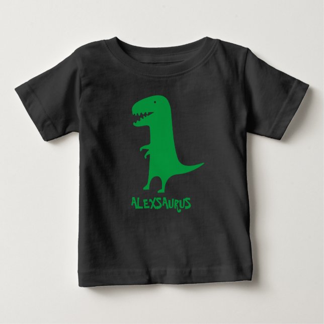 Personalisiert Name Dinosaur Funny Baby T-shirt (Vorderseite)