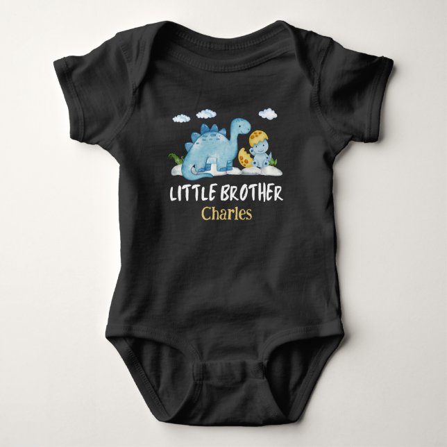 Personalisiert Name Dinosaur Little Brother Baby Strampler (Vorderseite)