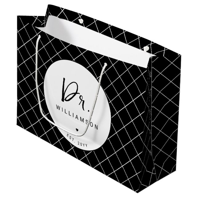 Personalisiert Name Dr. Minimalistisch Doctor Absc Große Geschenktüte (Vorderseite Schrägansicht)