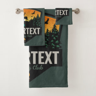 Personalisiert NAME Elk Jagd Wilder Sonnenuntergan Badhandtuch Set