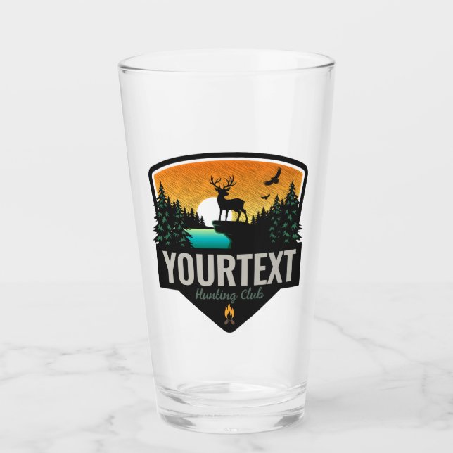 Personalisiert NAME Elk Jagd Wilder Sonnenuntergan Glas (Vorderseite)
