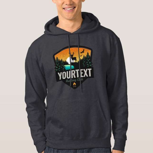 Personalisiert NAME Elk Jagd Wilder Sonnenuntergan Hoodie (Vorderseite)