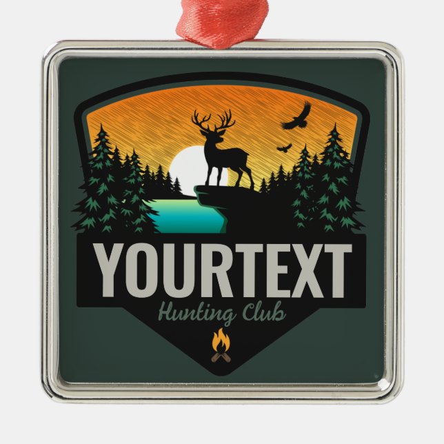 Personalisiert NAME Elk Jagd Wilder Sonnenuntergan Ornament Aus Metall (Vorne)