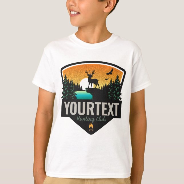 Personalisiert NAME Elk Jagd Wilder Sonnenuntergan T-Shirt (Vorderseite)