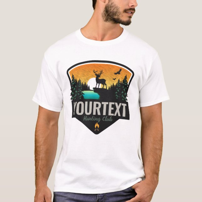 Personalisiert NAME Elk Jagd Wilder Sonnenuntergan T-Shirt (Vorderseite)