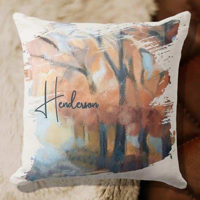 Personalisiert Name Fall Wasserfarbe Boho Orange Kissen (Von Creator hochgeladen)