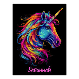 Personalisiert Name Fantasy Rainbow Niedlich Girl Poster