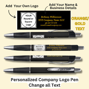 Personalisiert Name Firma Telefon-E-Mail, Gold Tex Kugelschreiber