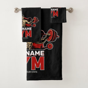 Personalisiert NAME Fitness Zuhause GYM Gewichtsab Badhandtuch Set