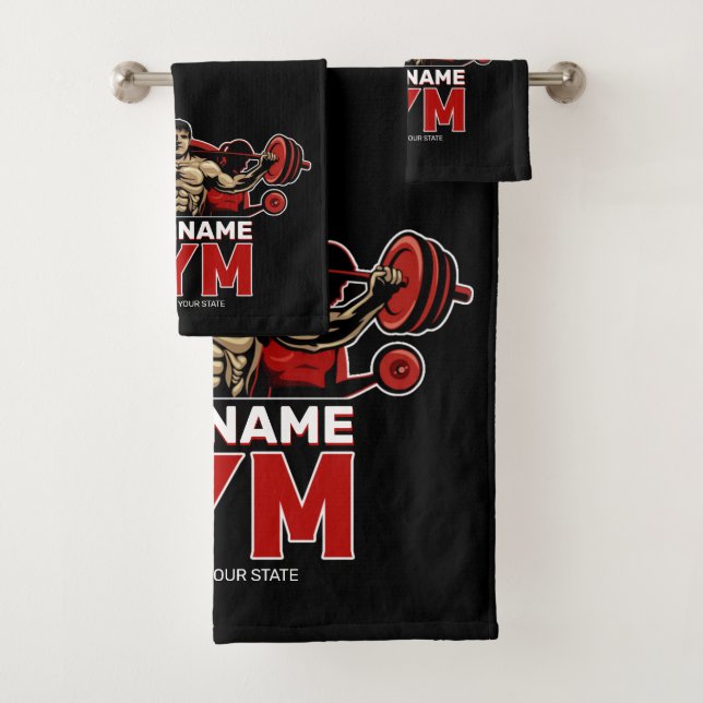 Personalisiert NAME Fitness Zuhause GYM Gewichtsab Badhandtuch Set (Insitu)