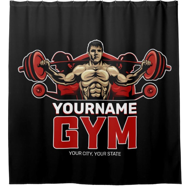 Personalisiert NAME Fitness Zuhause GYM Gewichtsab Duschvorhang (Vorderseite)