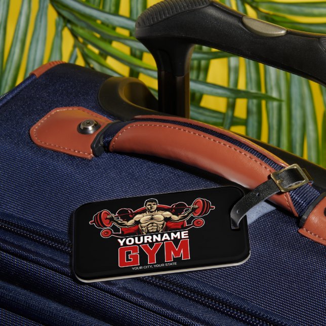 Personalisiert NAME Fitness Zuhause GYM Gewichtsab Gepäckanhänger (Vorderseite Insitu 3)