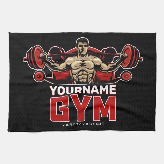 Personalisiert NAME Fitness Zuhause GYM Gewichtsab Geschirrtuch (Horizontal)