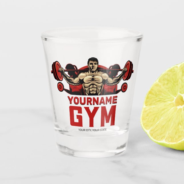 Personalisiert NAME Fitness Zuhause GYM Gewichtsab Schnapsglas (Vorderseite)