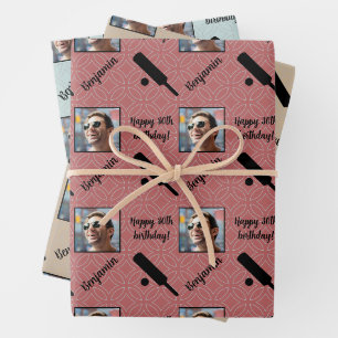 Personalisiert Name Foto Age Sport Cricket Geburts Geschenkpapier Set