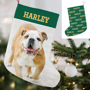 Personalisiert Name Foto Green Gold Kleiner Weihnachtsstrumpf
