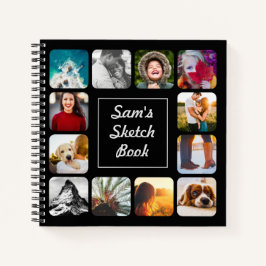 Personalisiert Name Foto Schwarze Skizze Notizbuch