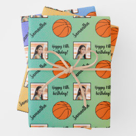 Personalisiert Name Foto Sport Basketball Geburtst Geschenkpapier Set